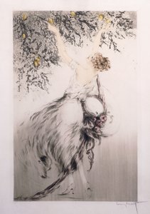 Pige plukker citroner af Louis Icart