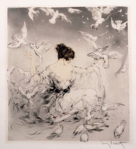 Pige med duer af Louis Icart