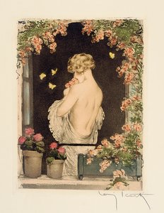 De fire årstider: Sommer, ca. 1928 (håndfarvet tørnål og akvatint) (se også 745548-51) af Louis Icart
