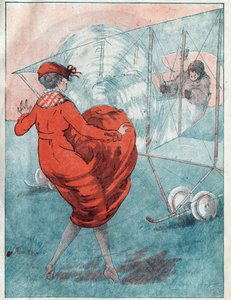Den gunstige vind: Helice nysgerrig. Illustration af Louis Icart (1888-1950) for magasinet “” le Fantasio ”” af maj 1916. af Louis Icart