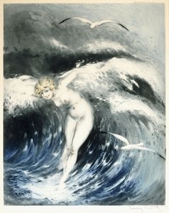 Venus i bølgerne, ca. 1931 (farveætsning og tørnål)