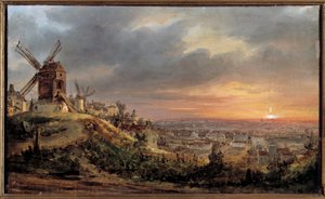 Paris set fra Montmartre. Maleri af Louis Jacques Mande Daguerre (1787 - 1851)