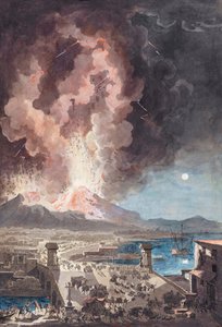 Udbrud af Vesuv, Italien, i 1779. af Louis Jean (after) Desprez