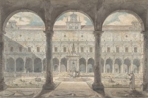 Cloister of the Certosa di San Martino, Napoli, ca.1777-1779. af Louis Jean Desprez