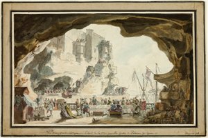 Udsigt over Grotta di Palazzo med banket