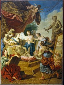 Kejserinde Elisabeth af Rusland (Tsarina Elisabeth I Petrovna Romanov, kendt som Clemente (1709-1762), kunstens skytshelgen. (Kejserinde Elisabeth Petrovna som Patronesse of the Arts). Maleri af Louis Jean Francois Lagrenee (1725-1805), olie på nettet