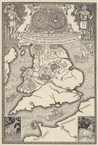 Et kort, der viser situationen for Royal Hunting Forests, hvor Robin Hood boede, AD 1160-1247