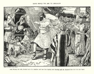 David bringer arken til Jerusalem (litografi) af Louis John Rhead