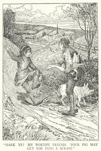 "Hør! Min værdige ven, din gris kan få dig til at skrabe" (litho) af Louis John Rhead