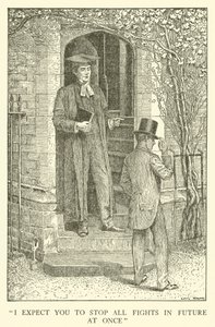Illustration til Tom Browns skoledage (gravering) af Louis John Rhead