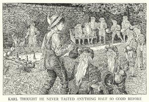 Karl troede, at han aldrig havde smagt noget halvt så godt før (litho) af Louis John Rhead