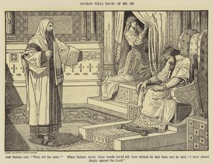 Nathan fortæller David om sin synd af Louis John Rhead