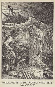 Måske er han ikke druknet; hvad tror du, kaptajn? af Louis John Rhead