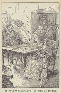 Petruchio underholder sin kone ved middagen af Louis John Rhead