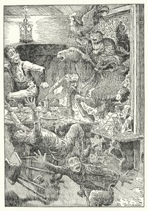 Bremen bymusikanter (litho) af Louis John Rhead