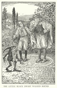 Den lille sorte dværg gik rundt (litho) af Louis John Rhead