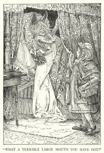 "Sikke en frygtelig stor mund du har!" (litho) af Louis John Rhead
