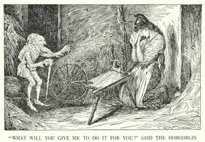 "Hvad vil du give mig for at gøre det for dig?" sagde Hobgoblin (litho) af Louis John Rhead