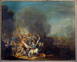 Battle Scene Maleri af Louis Joseph Watteau dit Watteau de Lille (1731-1798)