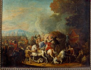 Briganders angreb på en vogn Maleri af Louis Joseph Watteau dit Watteau de Lille (1731-1798) 1700-tallet Reims, Musee des Beaux Arts