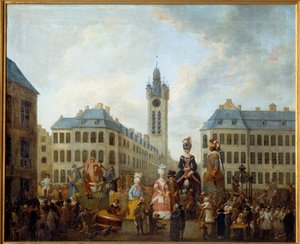 Familien til den store handske fra Douai. Maleri af Louis Joseph Watteau dit Watteau de Lille (1731-1798)