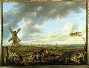 Udsigt over Lille taget af Dieu-de-Marcq - af Louis Joseph Watteau dit Watteau de Lille (1731-1798), Musee de Lille