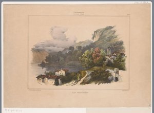 Udsigt over Trasimenosøen i Italien Lac Trasimene (titel på objekt) Erindringer fra Italien af ​​Villeneuve (serietitel) Villeneuve. Souvenirs d