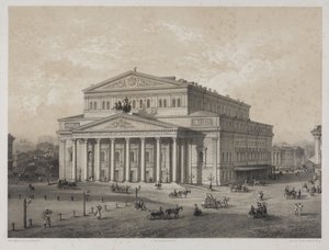 Bolchoi - Bolshoi-teatret i Moskva, af Jacottet, Louis Julien (1806-?). Litografi af Louis Julien Jacottet