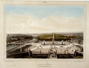 Place de la Concorde - Litografi af Jacottet