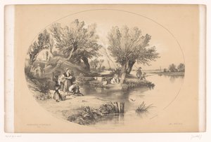 Fiskere på en sø Maleriske gåture (serietitel) Promenades maleriske (serietitel på objekt) af Louis Julien Jacottet
