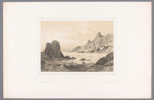 Udsigt over Kullaberg ved Kattegat Kullen / Kullen (titel på objekt) Faces in Scandinavia (serietitel) Vues du Nord. Ruskind (serietitel på objekt) af Louis Julien Jacottet