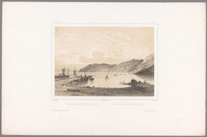 Udsigt over havnen i Mölle Vue prize du Port de Mólleleie / Udsigt fra Havnen ved Mólleleie (titel på objekt) Faces in Scandinavia (serietitel) Vues du Nord. Ruskind (serietitel) af Louis Julien Jacottet