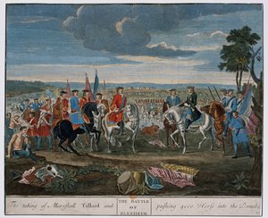 Indtagelsen af Marshall Tallard og skubber 4000 heste ind i Donau ved slaget ved Blenheim i 1704, ca. 1760