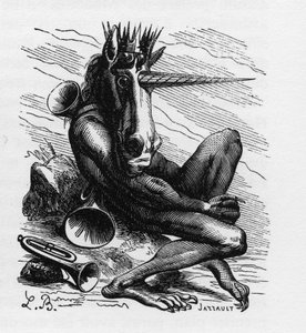 AMDUSCIAS dæmon i Ars Goetia - Amdusias - dæmon afledt af goetie-tro (kunst og praksis for påkaldelse af dæmoner) - i "Den infernalske ordbog" af Collin de Plancy - Indgravering af L. Breton. Paris