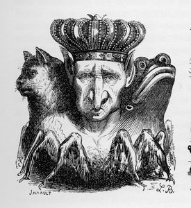 Bael - Baal - (dæmon) - Bael er lederen af den infernalske magt - i "" Le dictionnaire infernal"" af Collin de Plancy - Indgravering af L. Breton. Paris