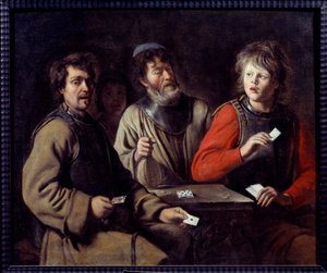 Soldater, der spiller kort, maleri af Louis Le Nain (1593-1648) 1640 Aix en Provence, Musee Granet