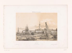 Udsigt over arsenalet i havnen i Lorient Lorient. Intérieur du Port Military (titel på objekt) Contemporary France (serietitel) La France de Nos Jours (serietitel på objekt)