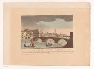 Udsigt over Ponte Santa Trinita i Firenze Vue du Pont de la Trinité i Firenze (titel på objekt) Bybilleder i Italien, Spanien og Egypten (serietitel)