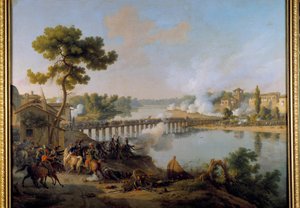 General Bonaparte giver sine ordrer til slaget ved Lodi-broen (10. maj 1796) under Italiens første felttog (1796-1797) Maleri af Louis Francois Lejeune (1775-1848) 1800-tallet søn. 1,85 x 2,40 m af Louis Lejeune