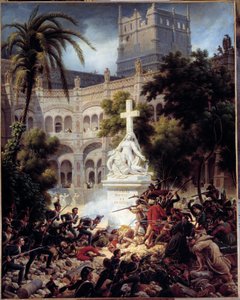 Belejring og erobring af Zaragoza (Zaragoza): angreb på klostret San Engracia den 8. februar af Louis Lejeune