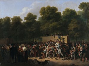 Uddeling af vin og mad på Champs-Elysées i anledning af King