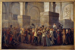 Fransk revolution; "" Triumph of Marat"" Deputerede Jean Paul Marat (1743-1793) blev sejret af folket efter hans frifindelse af Revolutionsdomstolen i 1793. Maleri på marouflepapir af Louis Leopold Boilly (1761-1845) 1700-tallet søn. 0,8x1,2 af Louis Leopold Boilly