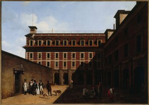 La prison des Madelonnettes, rue des Fontaines, ca. 1810 (olie) af Louis Leopold Boilly