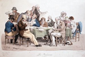 Mænd læser aviser - gravering Louis Boilly med titlen "" Les journaux"" af Louis Leopold Boilly