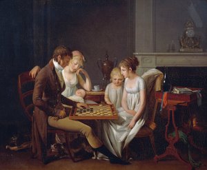 Maleri af familiespil dam, ca 1803, af Louis Leopold Boilly (1761-1845), olie på lærred, Frankrig af Louis Leopold Boilly