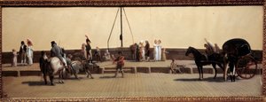 Passage du Pont Royal a Paris-maleri af Louis Leopold Boilly (1761-1845) 1800 søn. 0,25x0,69 m Paris, Musee Carnavalet. af Louis Leopold Boilly