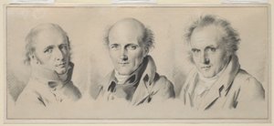 Portrætter af Charles Percier, Pierre-Francois Leotard Fontaine og Claude-Louis Bernier, før 1807 af Louis Leopold Boilly