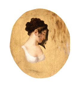 Profil af en ung kvindes hoved, ca. 1794 (olie på papir på lærred) af Louis Leopold Boilly