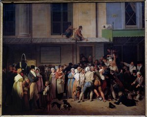Indgangen til teatret for tvetydig tegneserie har en fri fremstilling Maleri af Louis Leopold Boilly (1761-1845) Søn. 0,66x0,80 m. af Louis Leopold Boilly