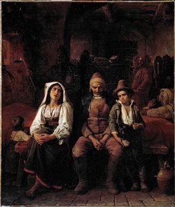 Begravelse i det romerske land Maleri af Louis Leopold Robert (1794-1835) - Genes Galleria d